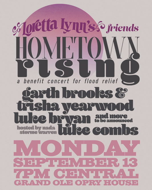 Loretta Lynn's Friends: Hometown Rising Flood Relief Benefit Concert Broadcast and Live Stream From the Grand Ole Opry House on Monday, September 13