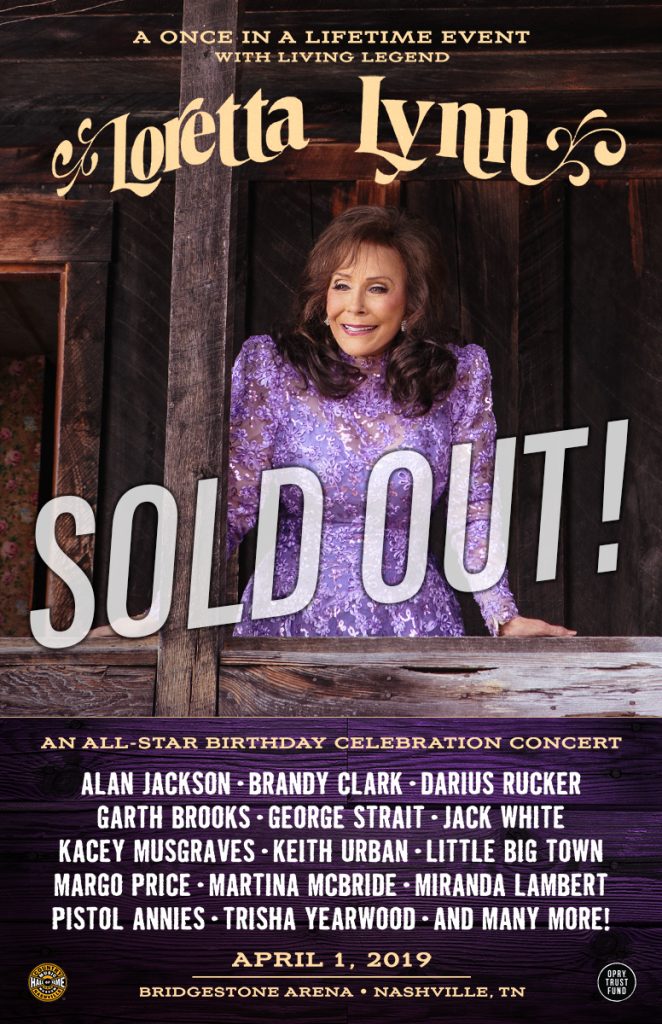 AMERICAN MUSIC ICON LORETTA LYNN CELEBRATES BIRTHDAY WITH FRIENDS AT NASHVILLE’S BRIDGESTONE ARENA ON APRIL 1