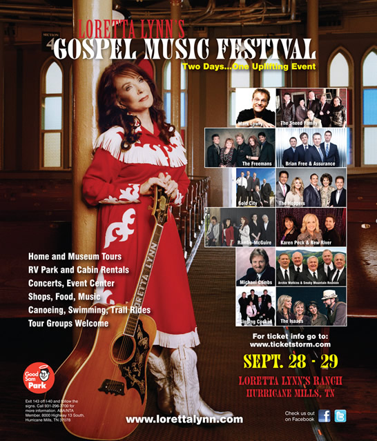 LORETTA LYNN TO HOST GOSPEL MUSIC FESTIVAL